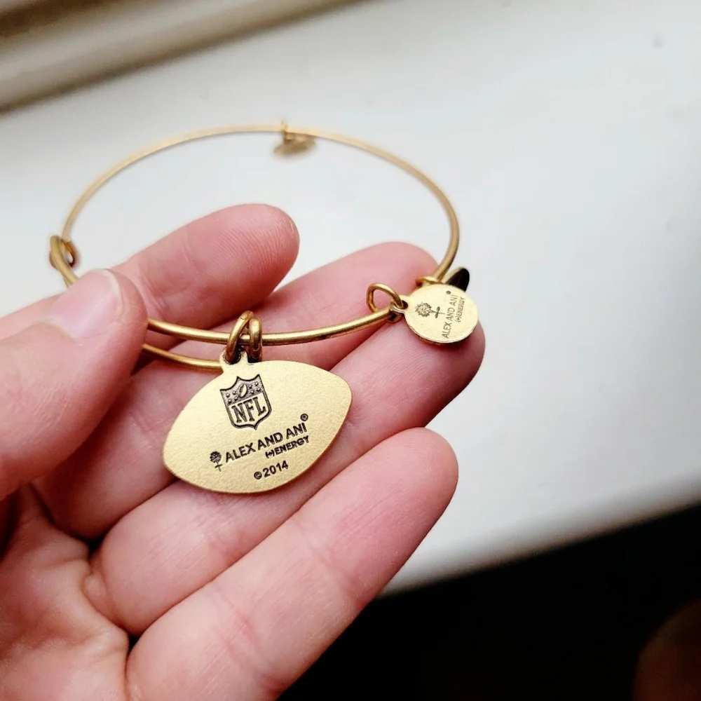 Alex & Ani 2014 NFL New England Patriots Football Gold Bangle Bracelet